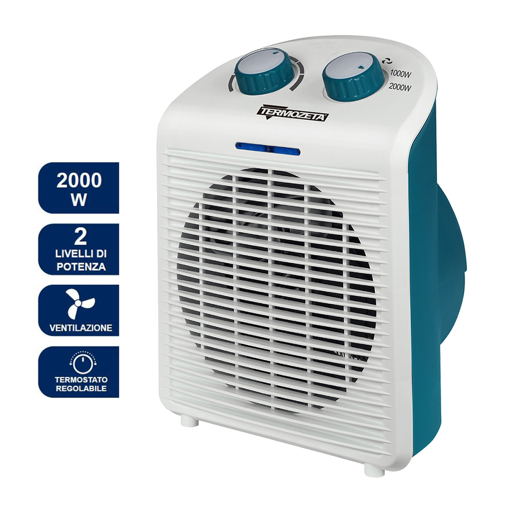 Termoventilatore caldobagno 2000w IP21 blu TERMOZETA AIRZETA Instant Bagno  TZR51WB 