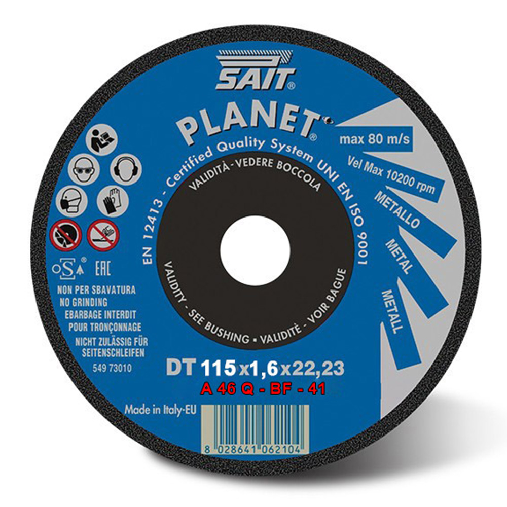 PLANET TM Disco taglio metallo mm.115 x 1,6 x 22,23 Sait