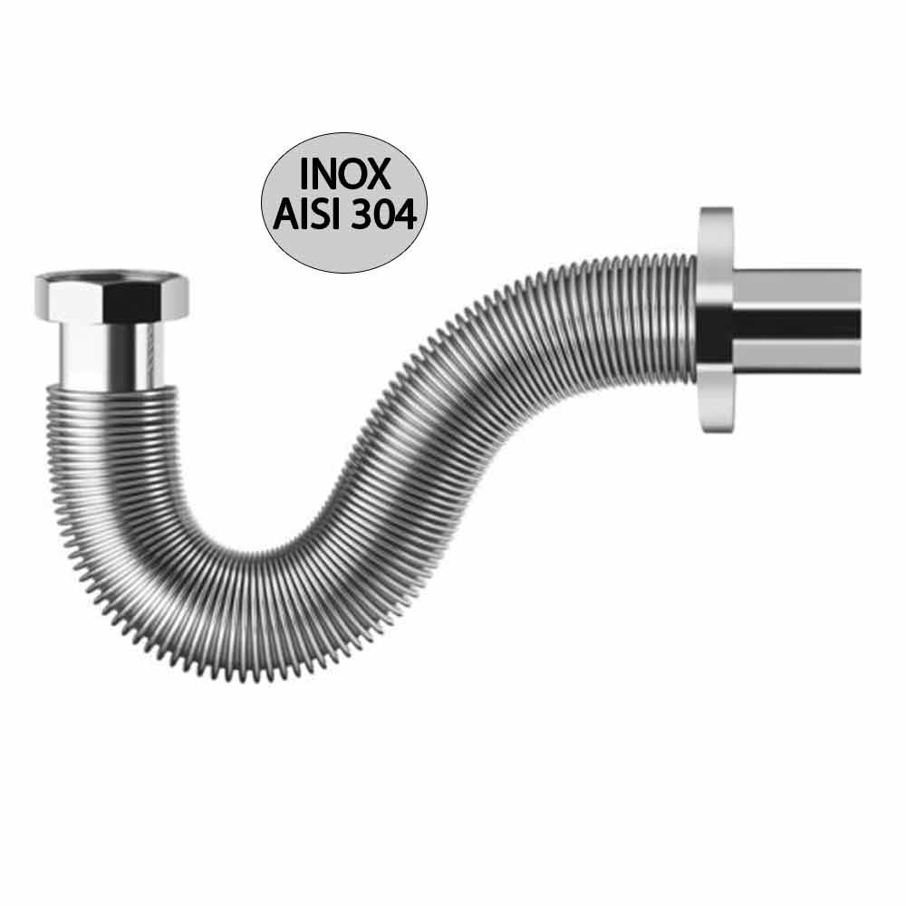 Tubo di scarico flessibile ed estensibile in acciaio AISI 304 per lavabo/bidet  1.1/4 x 32 