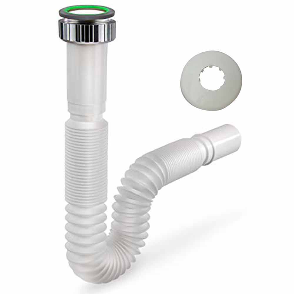 Tubo di scarico flessibile ed estensibile MagikOne bianco per lavabo/bidet 1" x 26 c/rosone