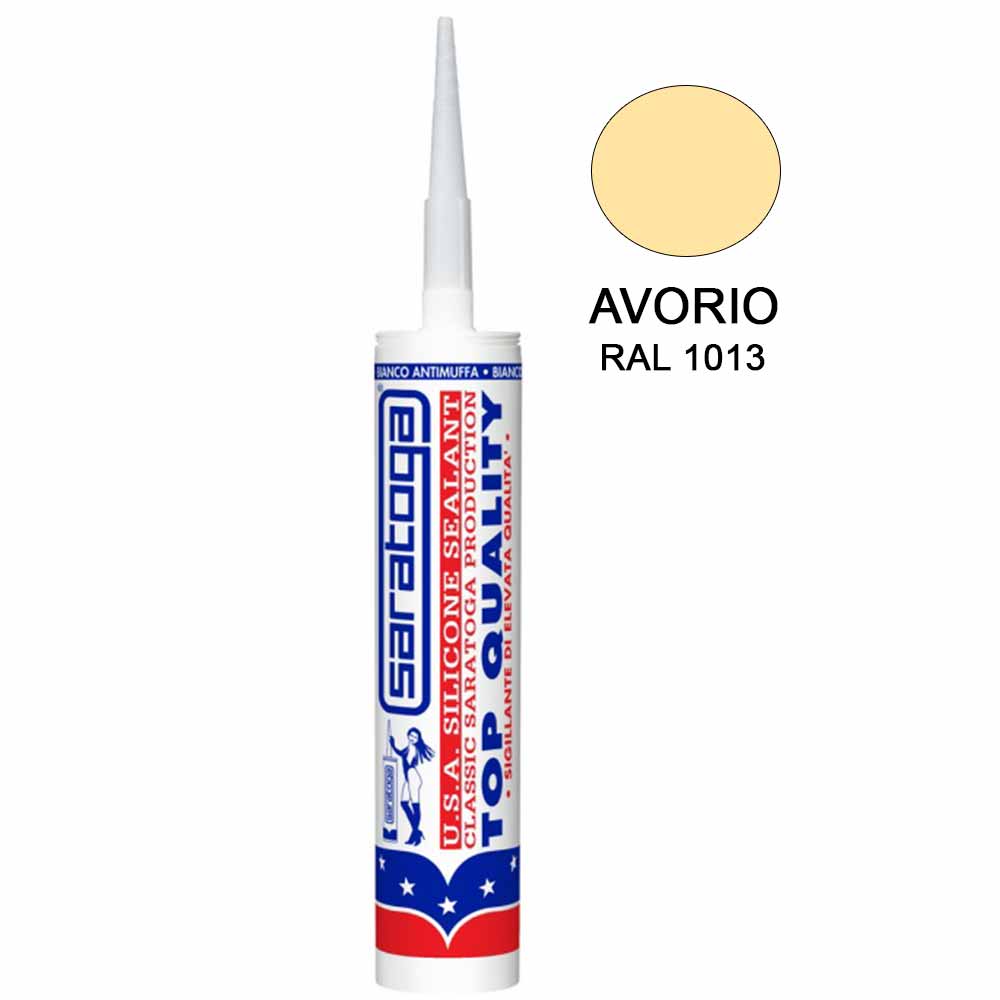 Silicone acetico sigillante antimuffa USA White avorio RAL1013 ml.280  SARATOGA 