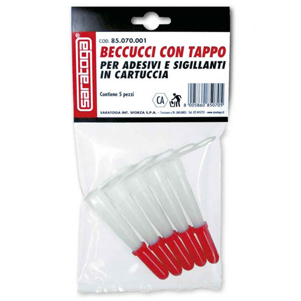 Beccucci di ricambio con tappo per sigillanti e colle in cartuccia cf.5 pz.