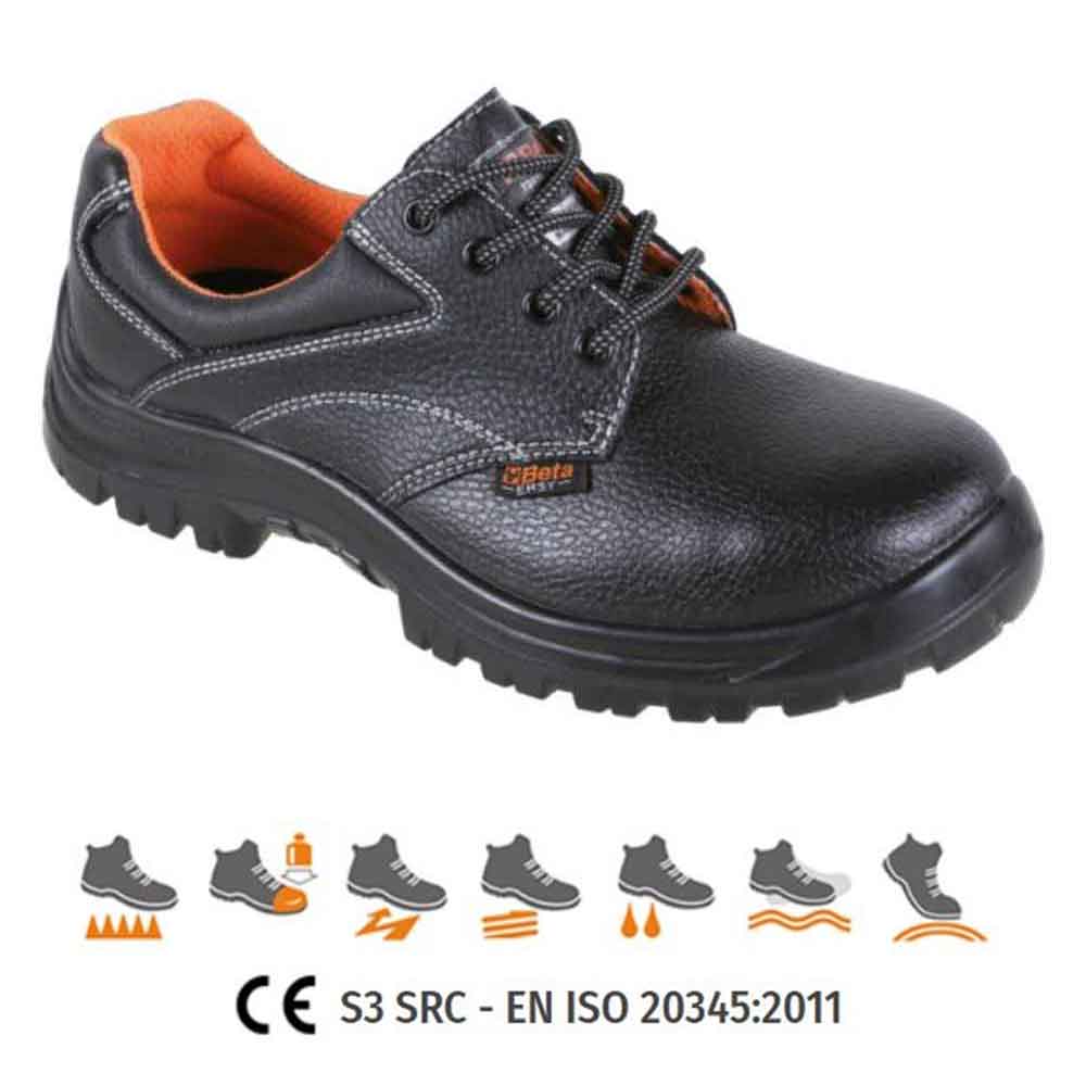 Scarpe basse antinfortunistica in pelle nera BETA 7241EN S3 SRC numeri dal 35 al 48