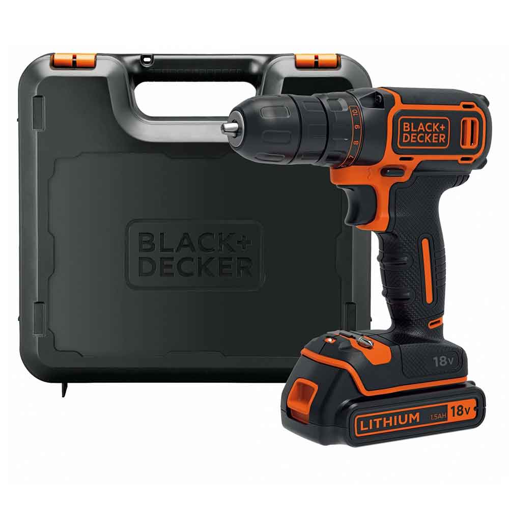 Trapano avvitatore a batteria 18V 1,5Ah BLACK+DECKER BDCDC18K con valigetta  