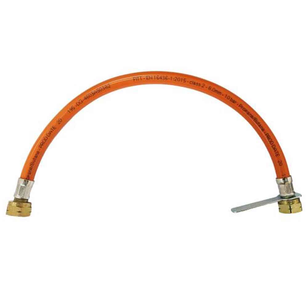 Flessibile gas plastificato arancio a norma EN16436 per bombola e centralina 1/2" f.f. cm.50-70-100-200