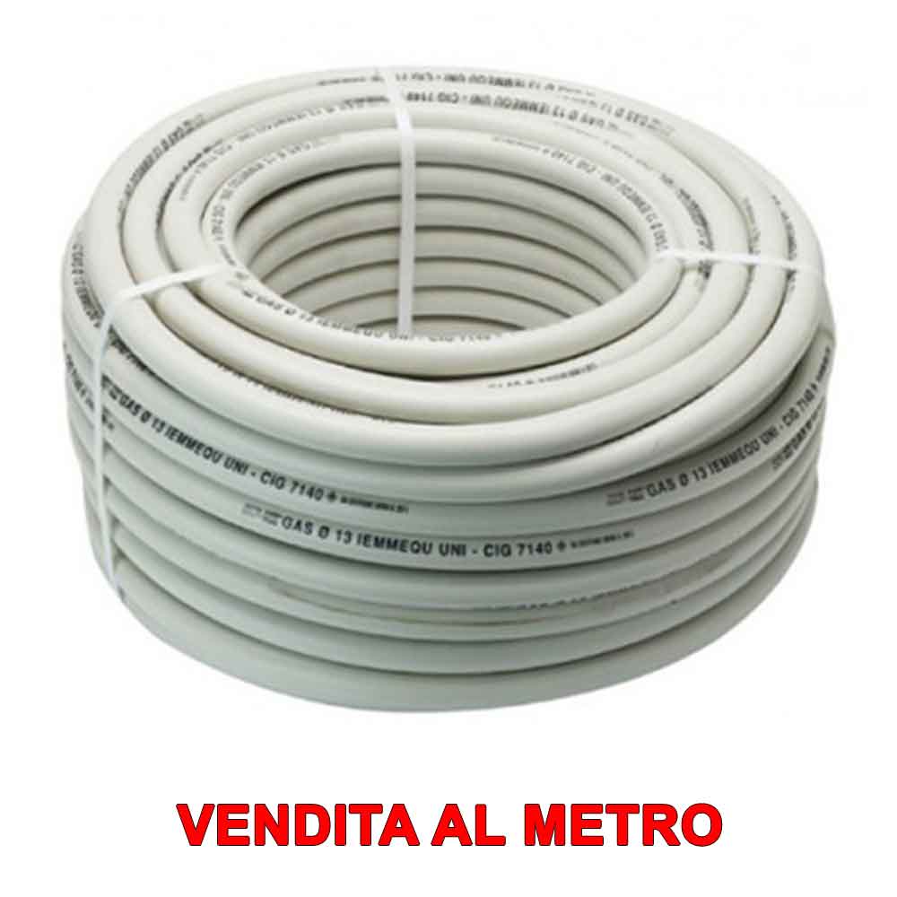 Tubo in gomma bianca per gas metano mm.13 x 20 vendita a metro 