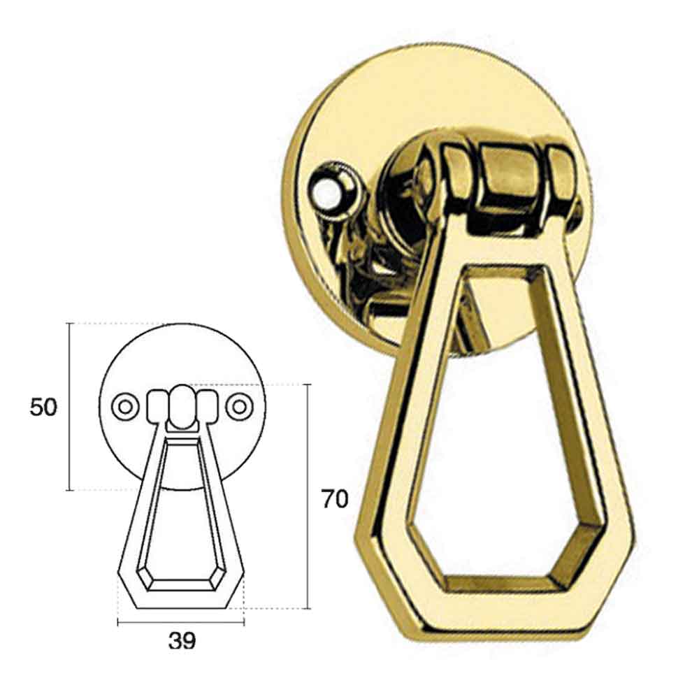 Maniglia salvaspazio pieghevole a pendolo base tonda oro lucido