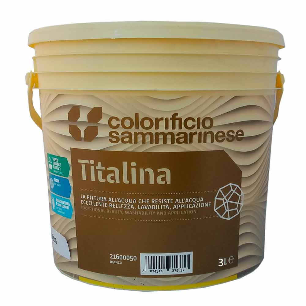 TITALINA Idropittura murale superlavabile extra opaca bianchissima lt.3 COL. SAMMARINESE