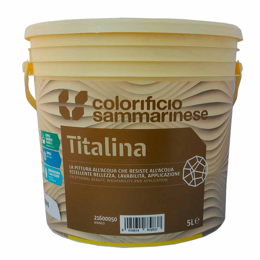 TITALINA Idropittura murale superlavabile extra opaca bianchissima lt.5 COL. SAMMARINESE