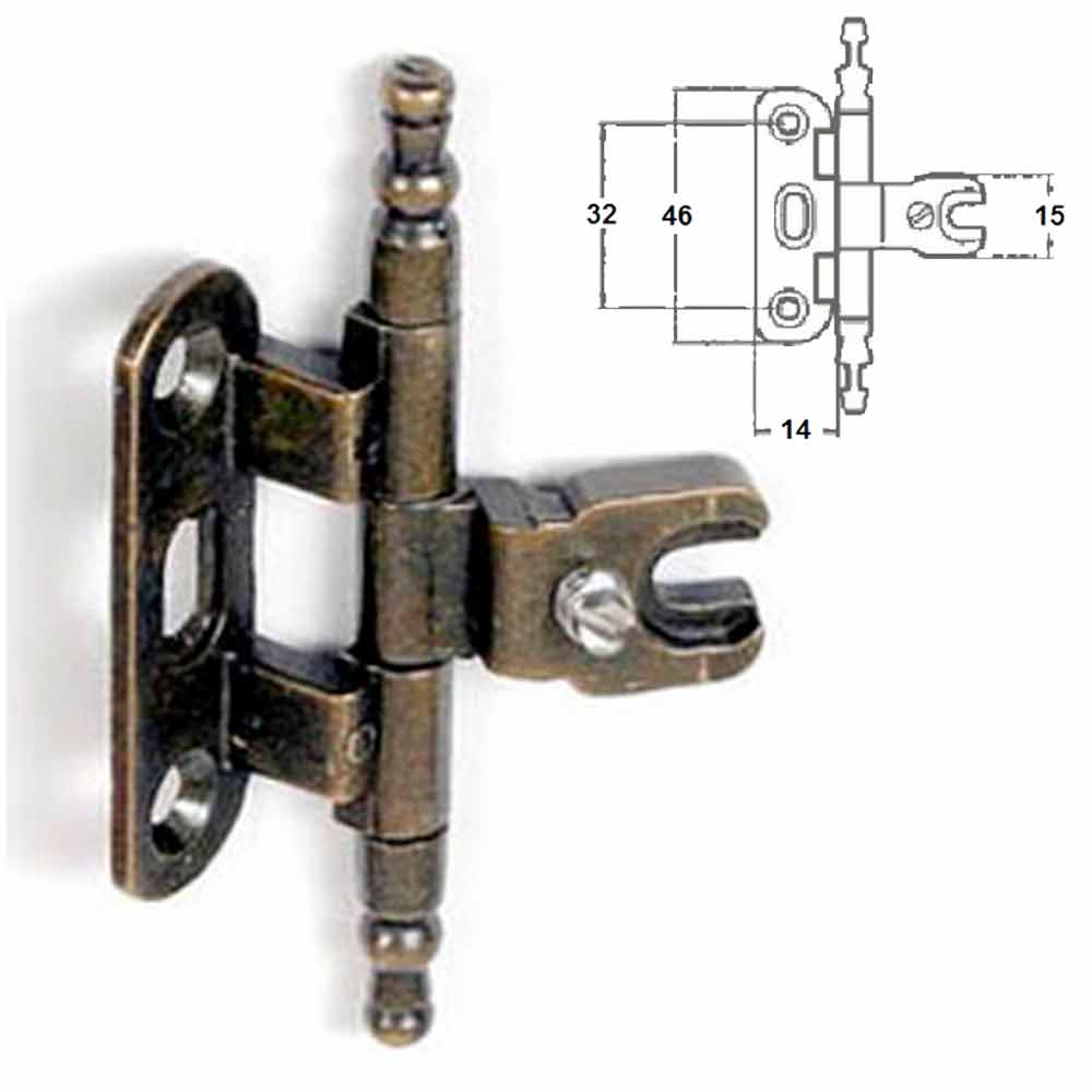 Cerniera antichizzata A0058 ottone bronzato patinato per mobili antichi arte povera 