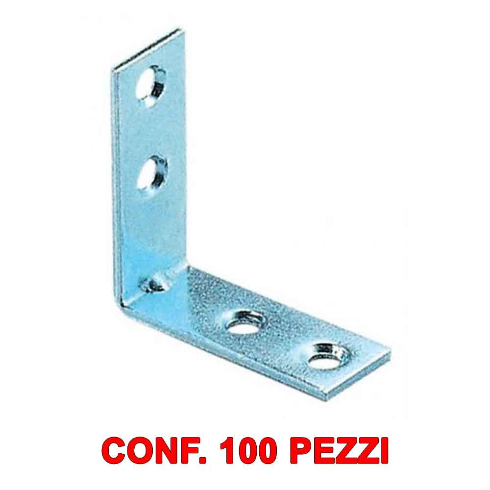 Lastrine staffette ad angolo zincate 4 fori cm.3 x 3 cf.100 pz.