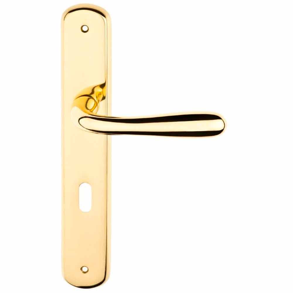 Maniglia con placca oro lucido mm.70 mod. GOCCIA per porte interne