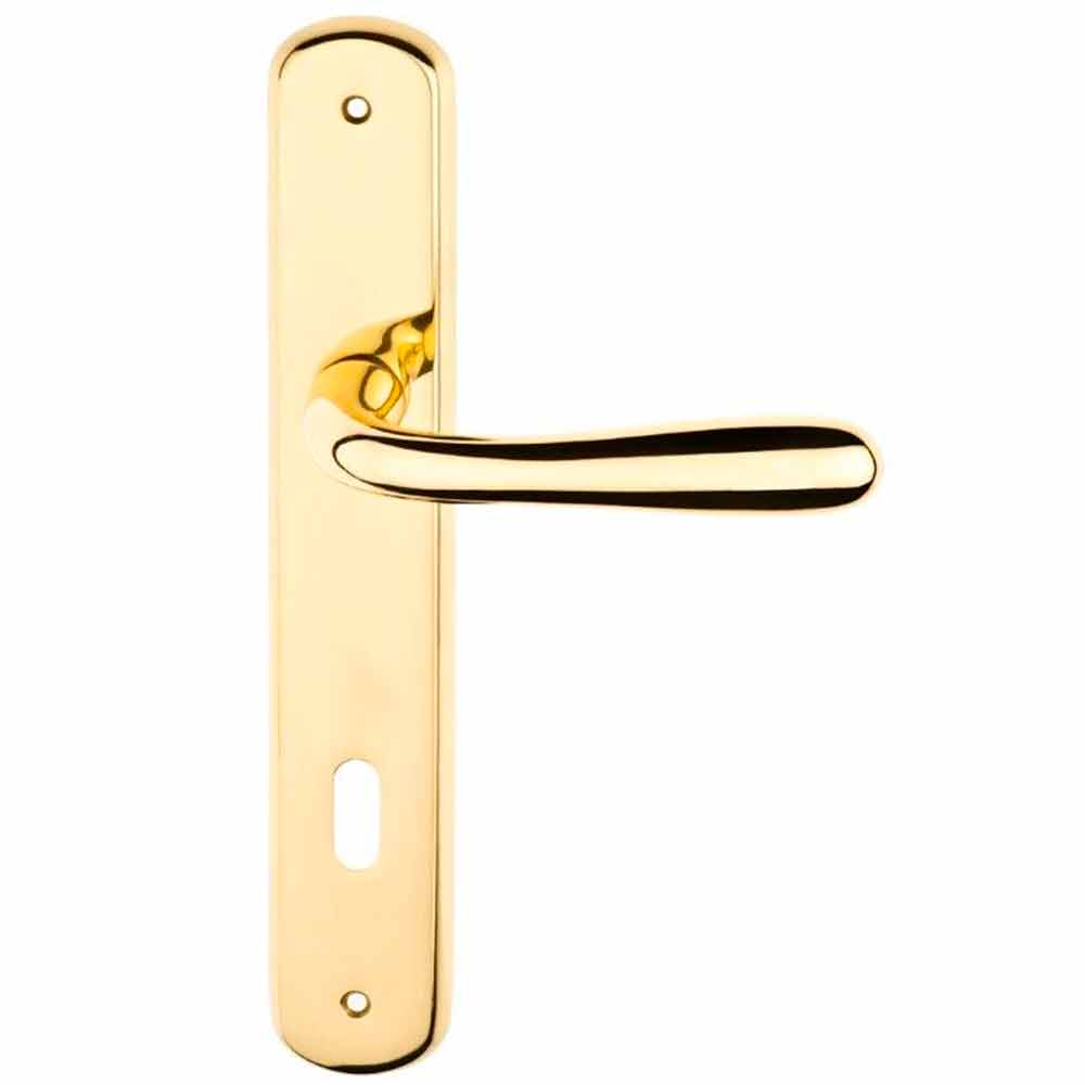 Maniglia con placca oro lucido mm.90 mod. GOCCIA per porte interne