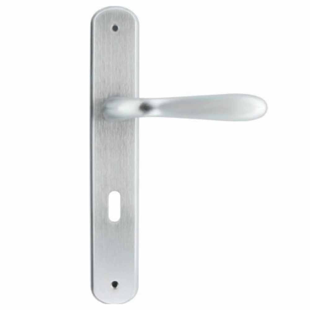 Maniglia con placca cromo satinato mm.70 mod. GOCCIA per porte interne