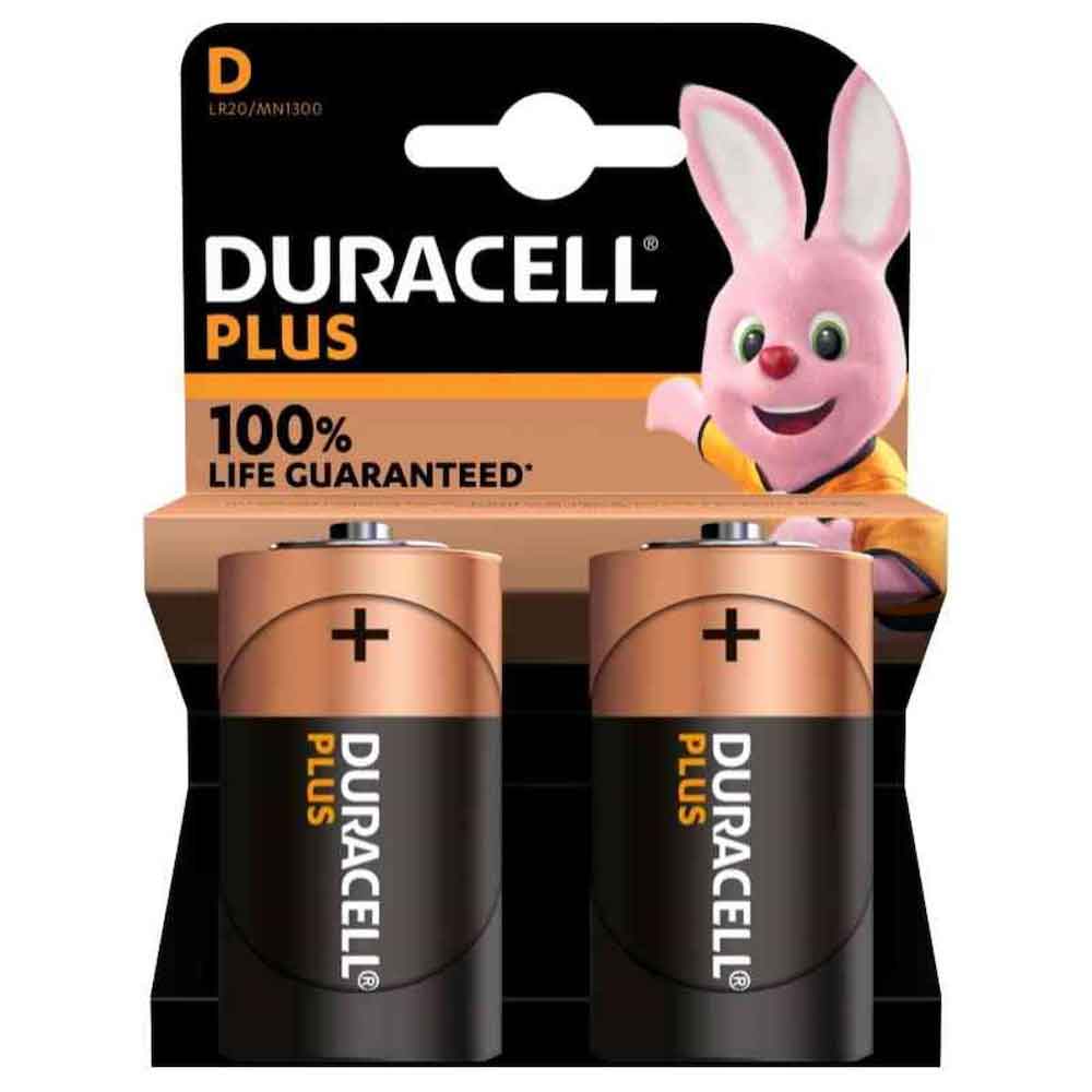 DURACELL Plus 100% New Batterie alcaline torce D 1,5V LR20 MN1300 bl.2 pz.