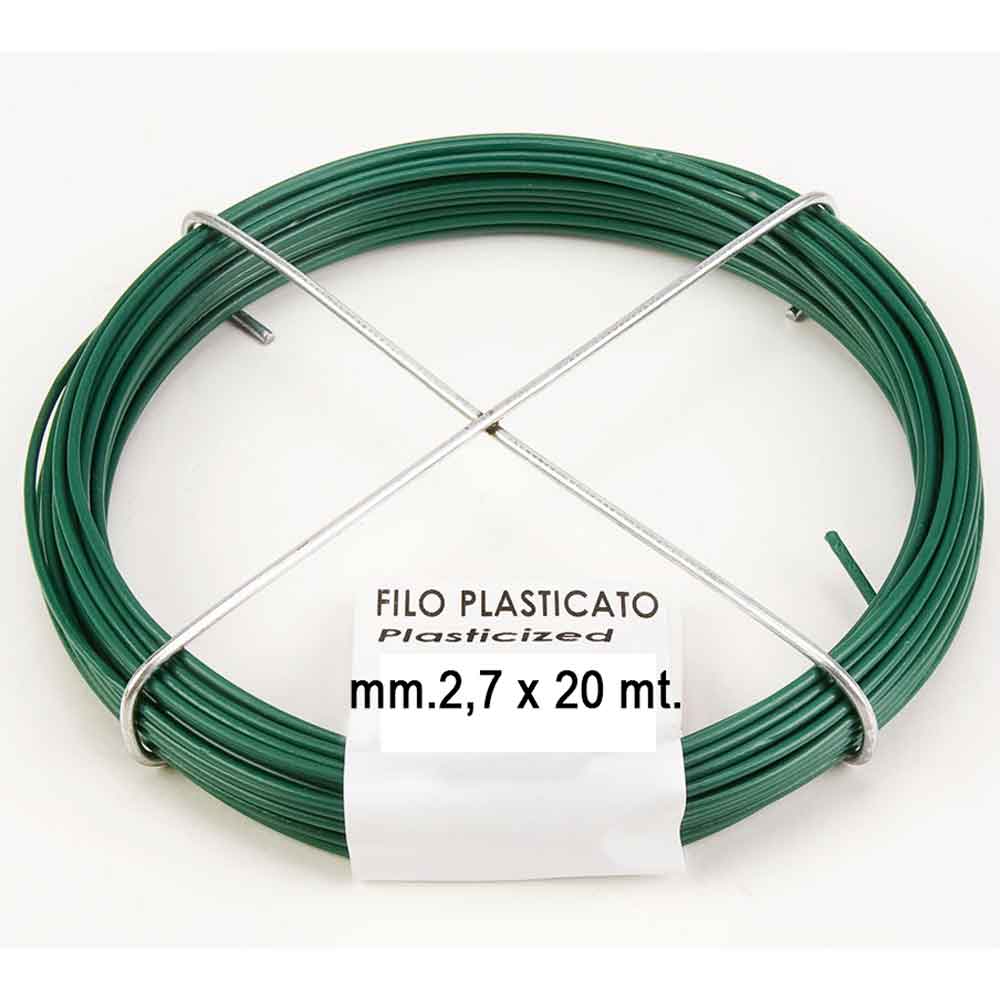 Filo di acciaio zincato e plastificato verde mm.2,7 x 20 metri