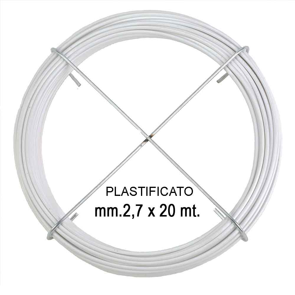 Filo di acciaio zincato e plastificato bianco mm.2,7 x 20 metri