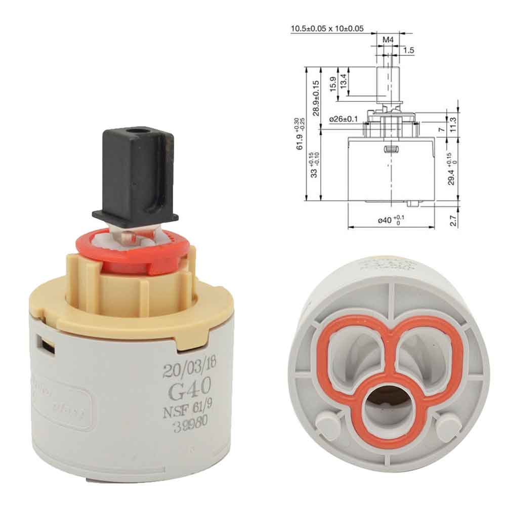 Cartuccia HYDROPLAST G40 mm.40 bassa per rubinetto miscelatore monocomando