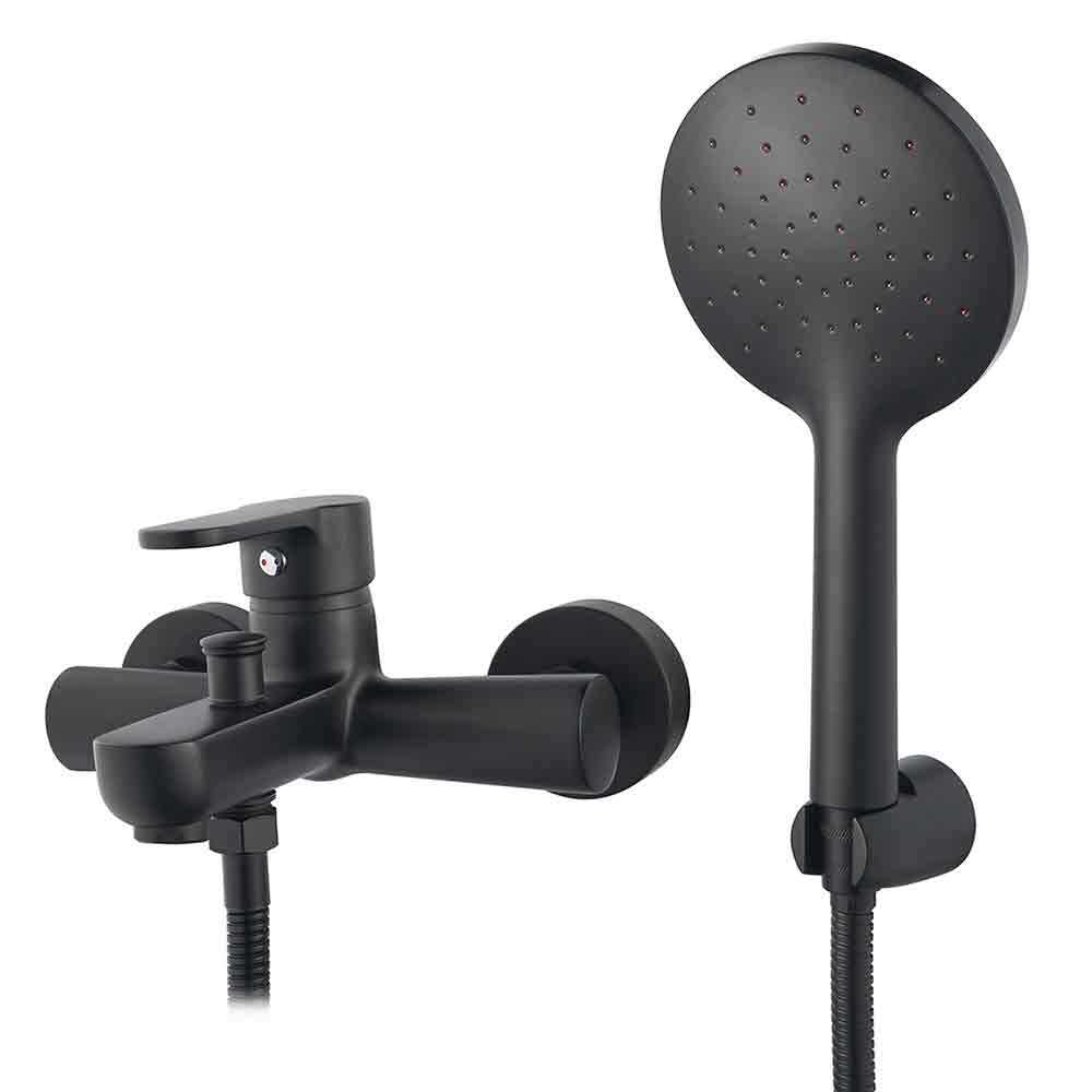 Rubinetto miscelatore monocomando vasca da bagno nero opaco c/accessori DIANHIDRO serie PACO