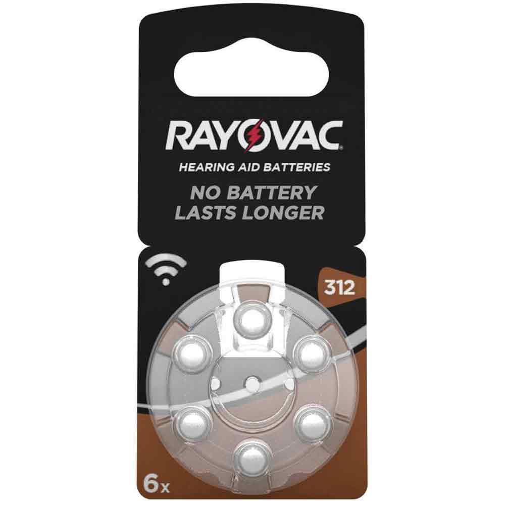 Pila batteria per apparecchi acustici RAYOVAC 312 zinco-aria 1,4 V bl.6 pz.