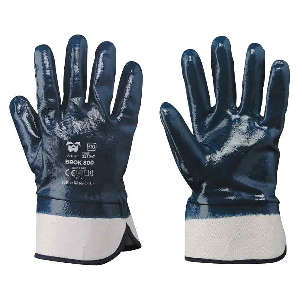 Guanti da lavoro in nitrile blu antitaglio antiabrasione antiolo tg.10 NERI BROK 800