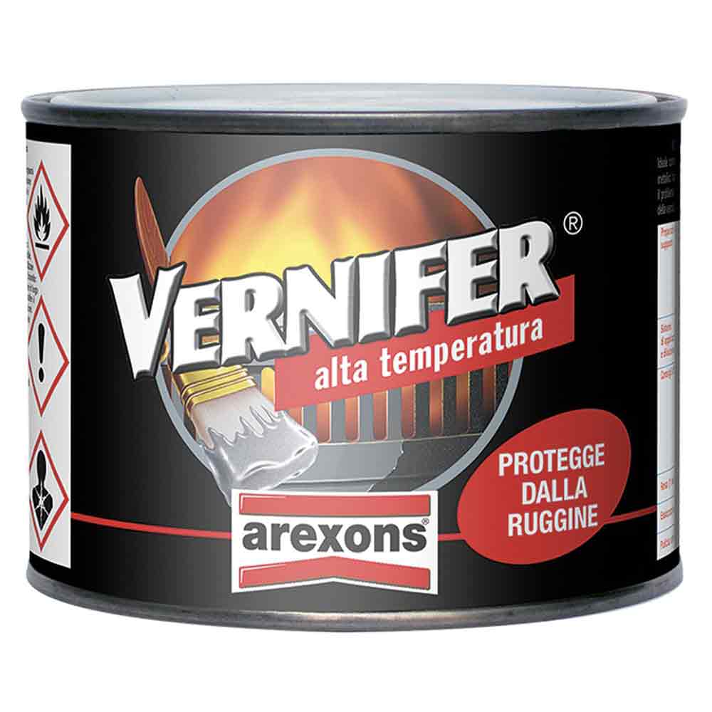 VERNIFER Vernice smalto alta temperatura 400°C con antiruggine ml.500 nero satinato AREXONS