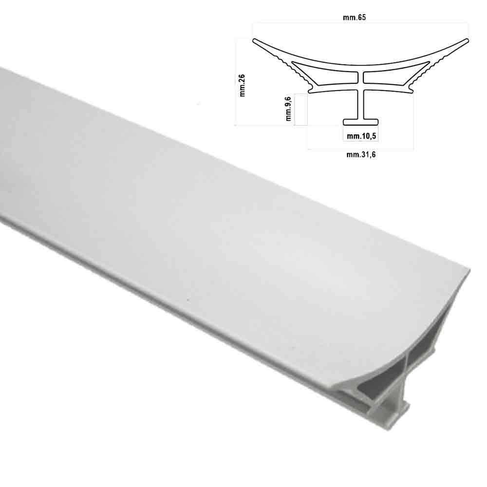 Profilo igienico a sguscio "MAGNUM" in pvc rigido bianco mm.65 x mt.2 per pavimenti e sanitari 