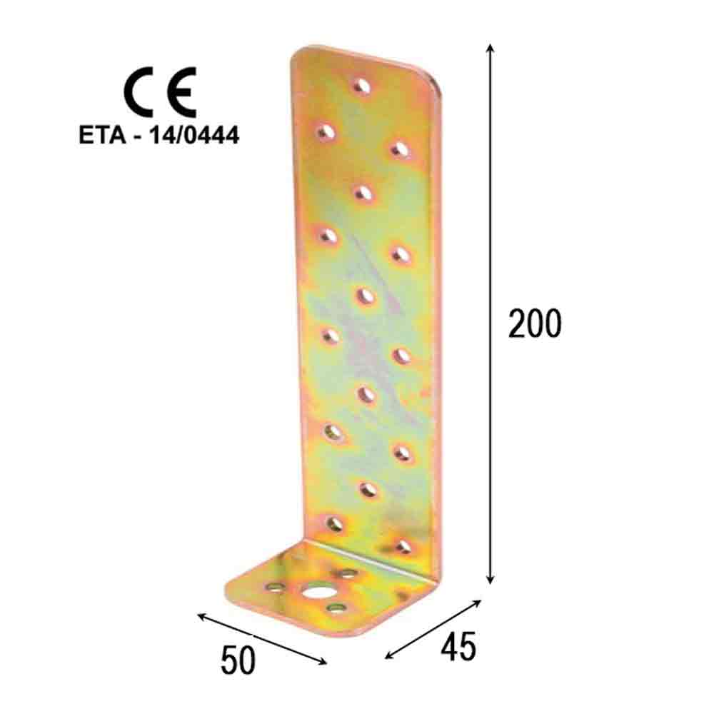 Piastra giunzione angolare a murare acciaio tropic. mm.200 x 45 x 50 art. 754