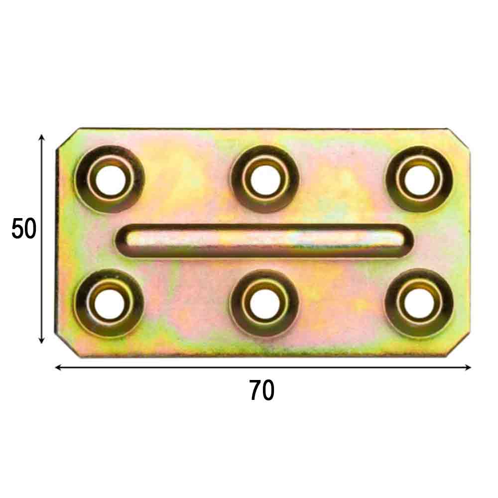 Piastra giunzione diritta leggera acciaio tropic. mm.50 x 70 6 fori art. 162