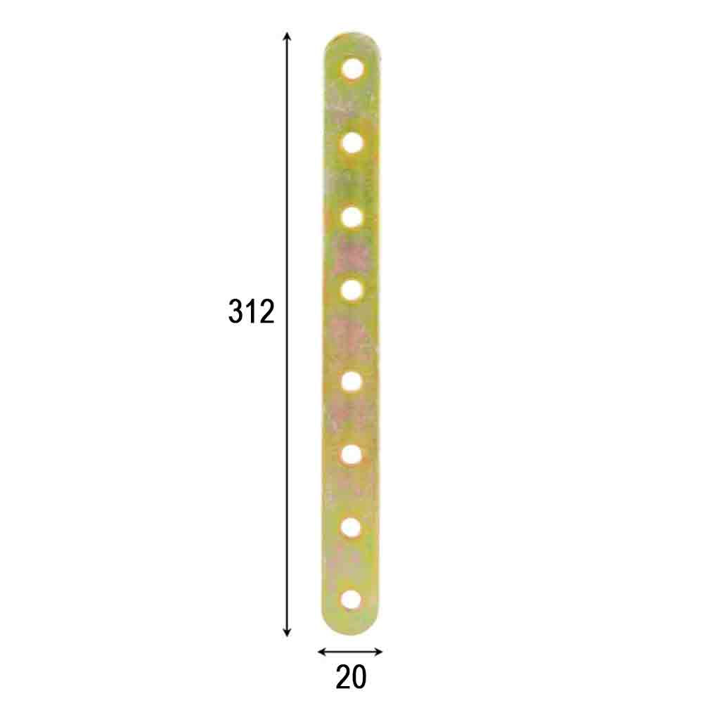 Piastra giunzione diritta pesante acciaio tropic. mm.20 x 312 art. 778