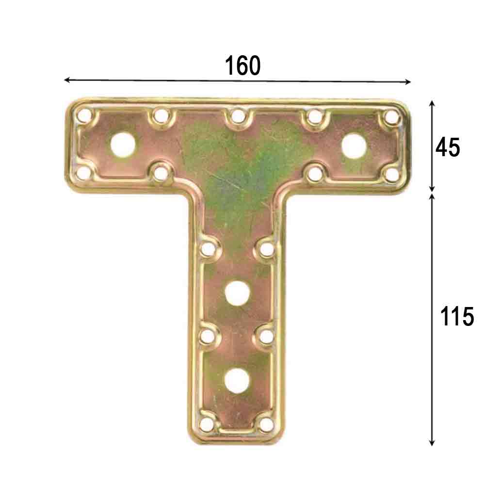 Piastra giunzione a T pesante acciaio tropic. mm.45 x 115 x 160 art. 751