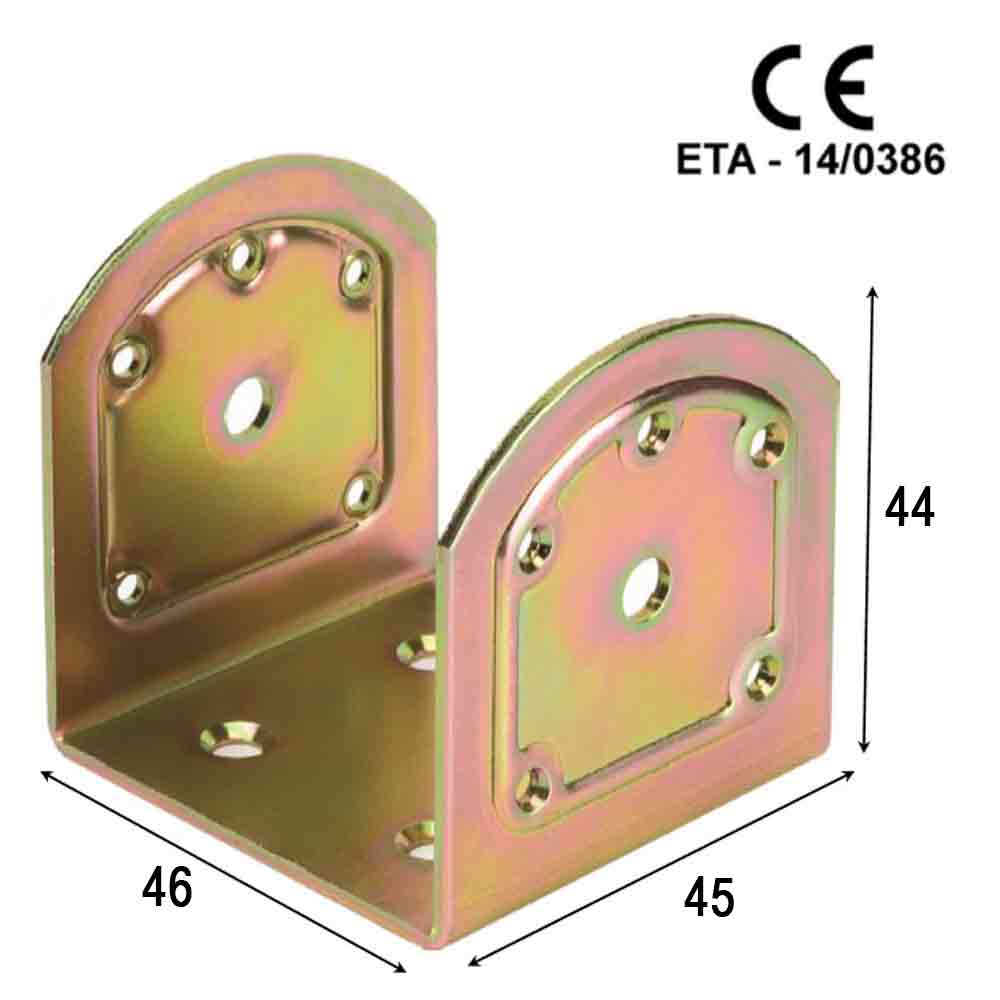 Piastra di supporto a "U" rinforzata acciaio tropic. per travi mm.45 x 46 x 44 art. 761