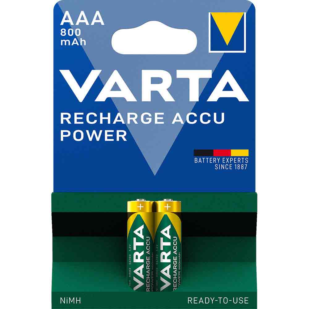 VARTA Batterie ministilo AAA ricaricabili RECHARGE ACCU POWER 800 mAh bl.2 pz.