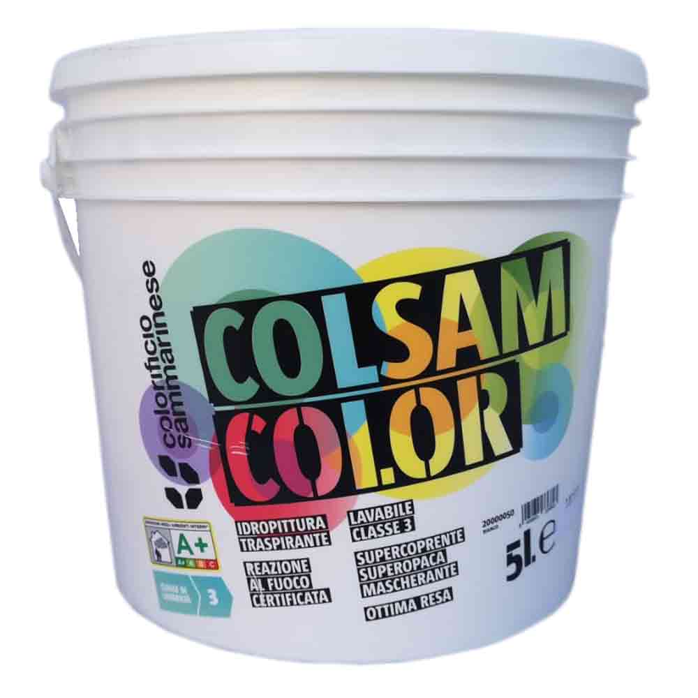 COLSAM COLOR Idropittura murale traspirante e lavabile supercoprente lt.5 bianca COL. SAMMARINESE