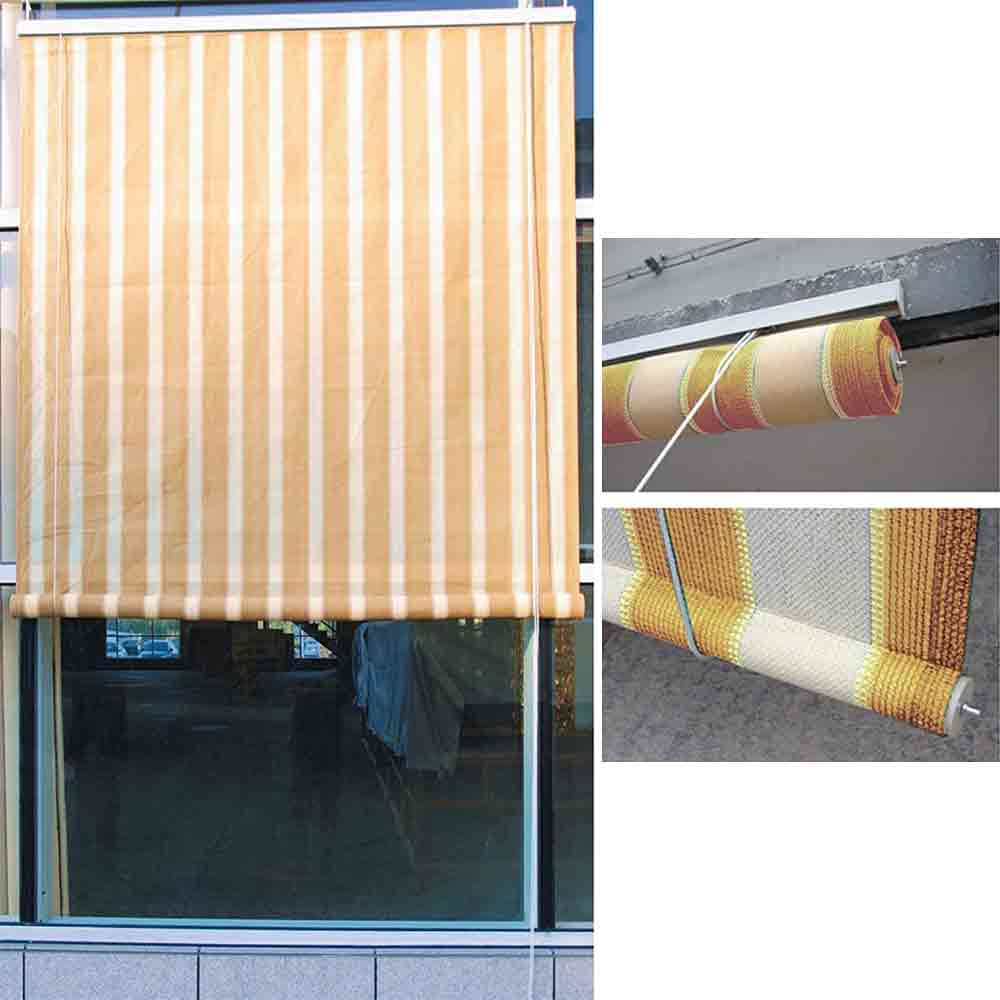 Tenda da sole avvolgibile con rullo "SOLARIS" beige chiaro/scuro cm.200 x 300