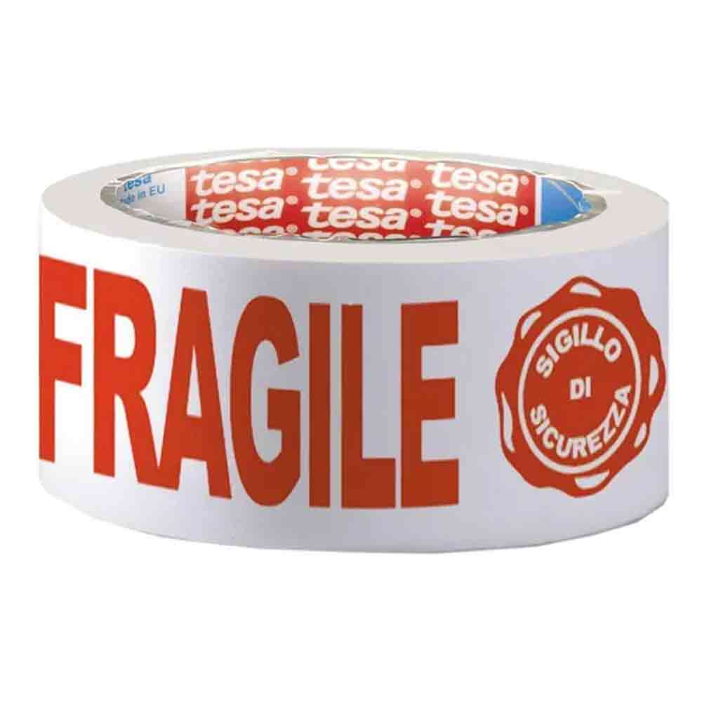 Nastro imballaggio FRAGILE - SIGILLO DI GARANZIA mm.50 x 66 mt. ppl silenzioso TESA