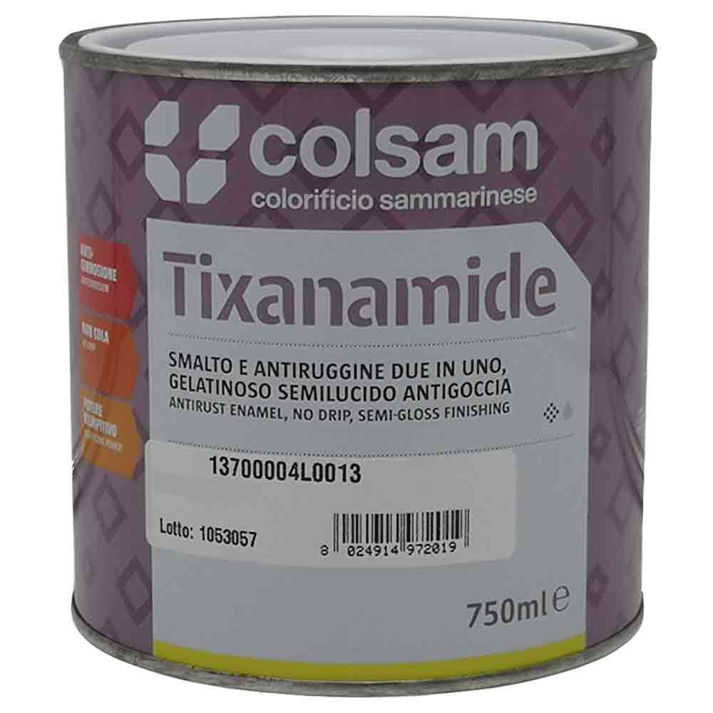 Smalto antiruggine COLSAM TIXANAMIDE vernice gel 2 in 1 semilucido lt.0,750 - 2,50 vari colori COLORIFICIO SAMMARINESE