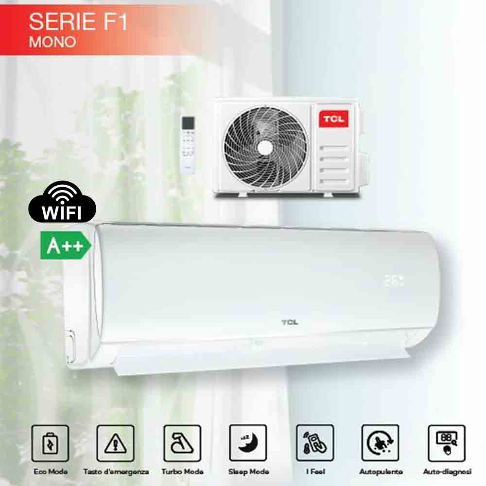 Climatizzatore tcl s12f1s0t elite serie f1 smart inverter wifi incluso 12000 btu a++ gas r32