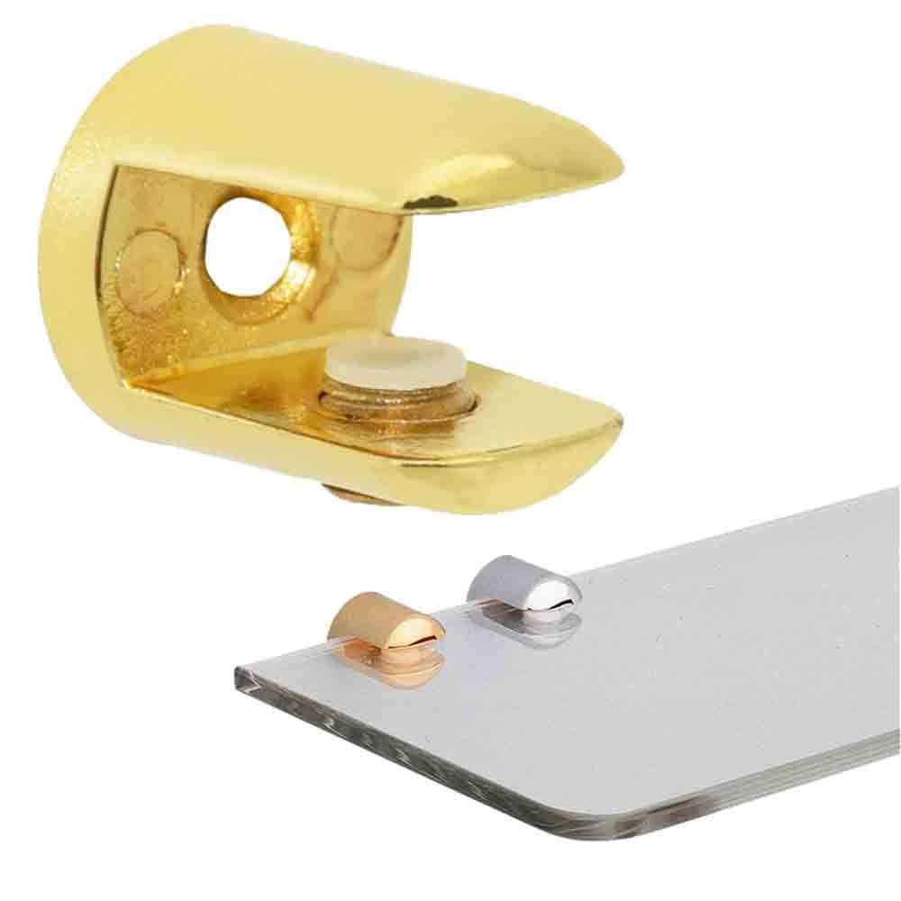 Coppia reggimensola per vetro mm.25 x 30 oro spessore max 10 mm. PINCO