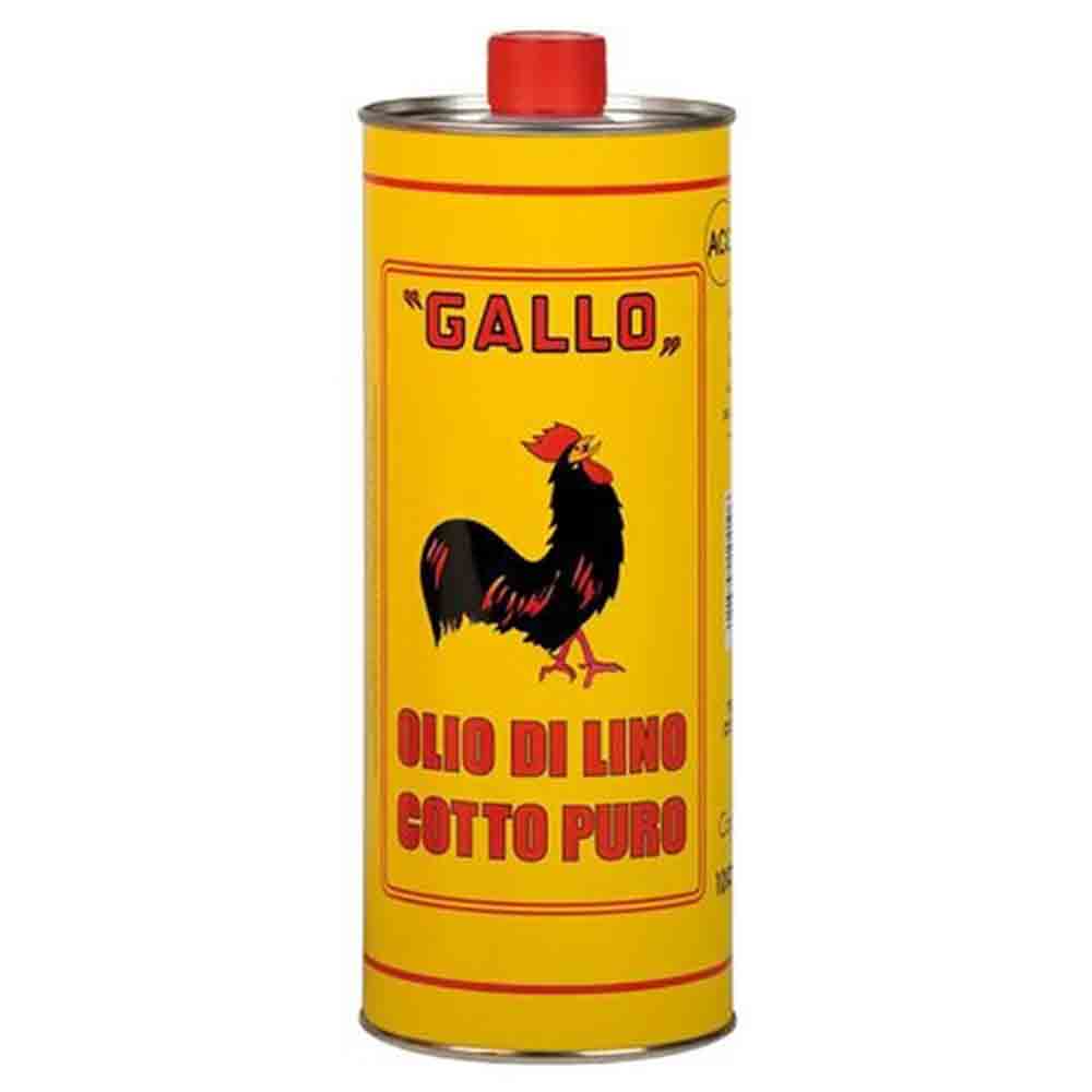 Olio di lino cotto puro GALLO a tripla cottura lt.1 per legno e vernici 