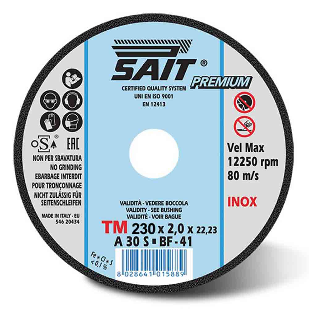 PREMIUM TM Disco taglio acciaio inox/metallo mm.230 x 2 x 22,23 SAIT top quality