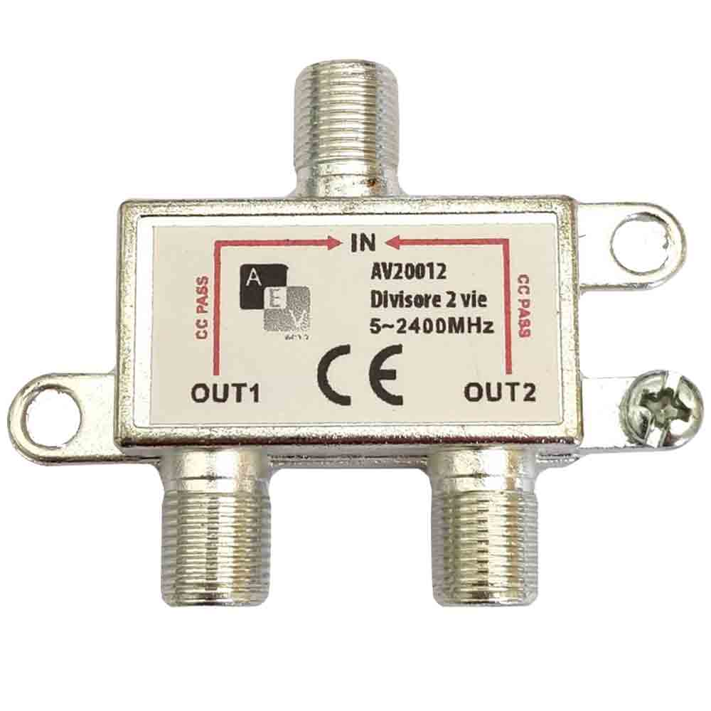 Partitore divisore 2 uscite con attacco F per segnale tv digitale terrestre AV20012