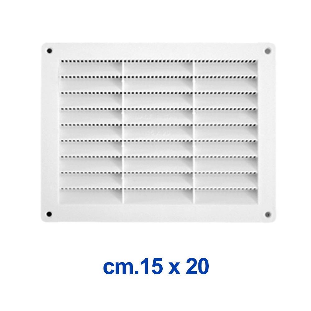 Griglia di aerazione in abs rettangolare cm.15 x 20 bianca