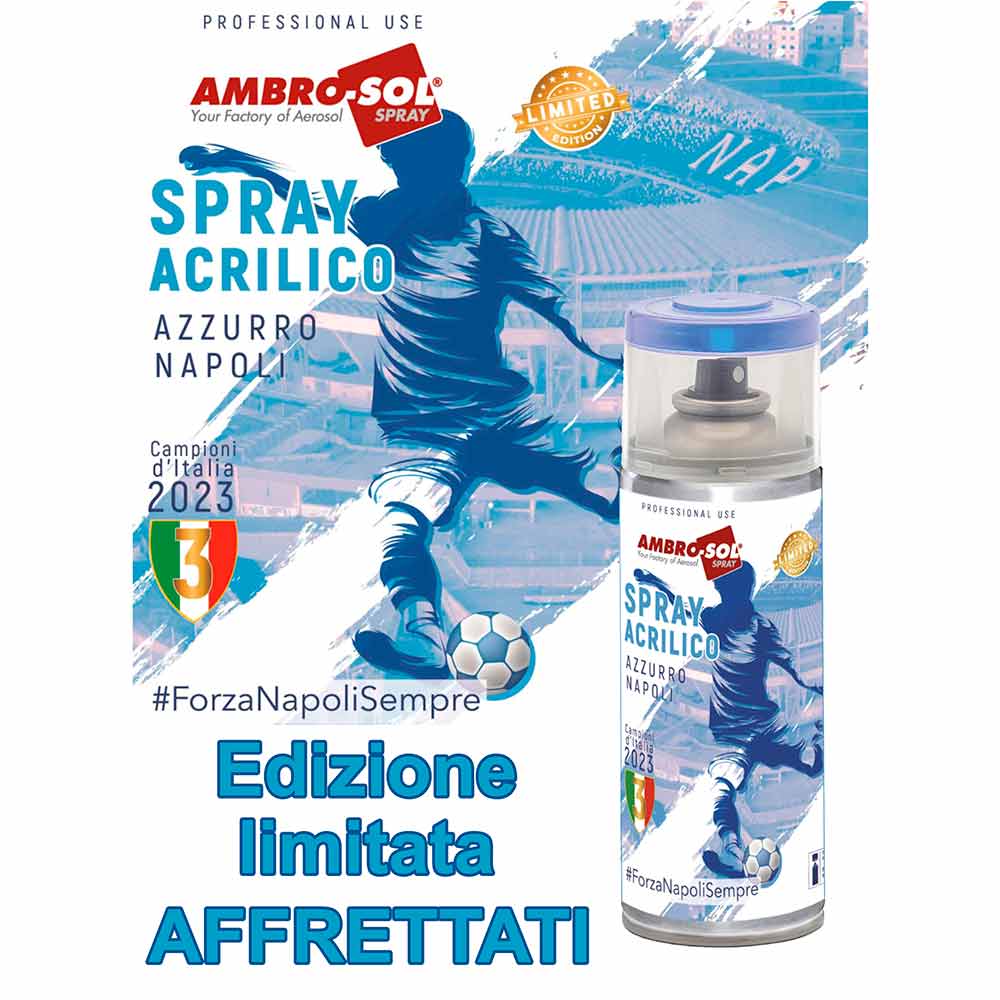 Vernice spray AZZURRO NAPOLI bomboletta celebrativa edizione limitata 3° Scudetto NAPOLI Campione d