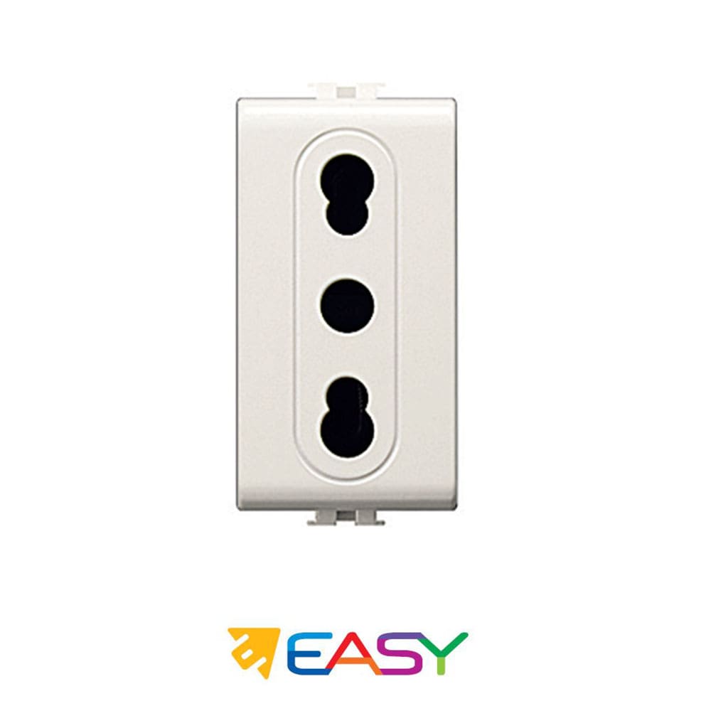 Presa di corrente bivalente 2P+T 10/16amp ELETTROCANALI serie EASY compatibile Bticino Matix