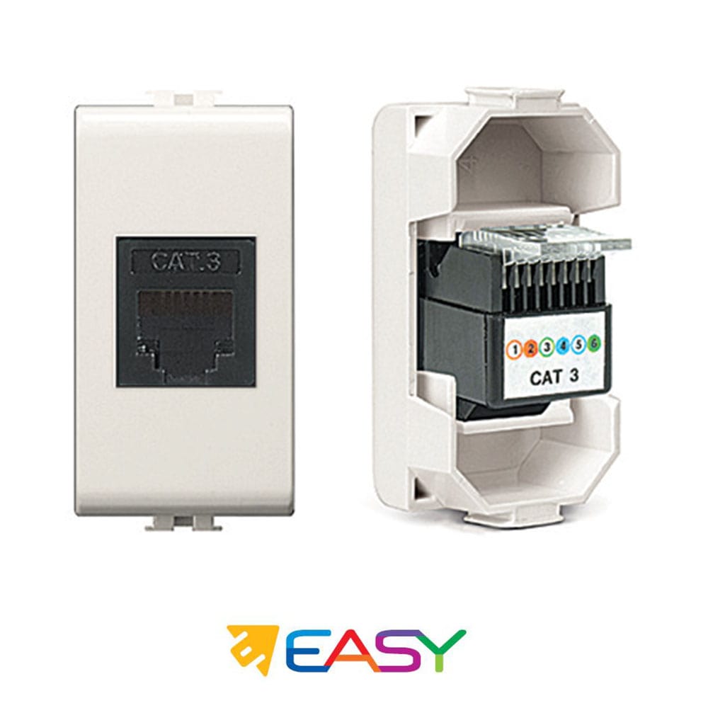 Presa telefonica RJ11 plug 6/4 ELETTROCANALI serie EASY compatibile Bticino Matix