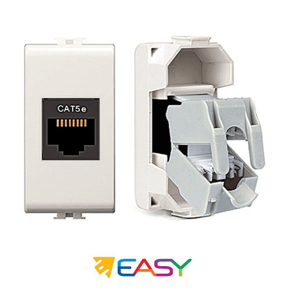 Presa di rete RJ45 CAT.5e UTP plug 8/8 ELETTROCANALI serie EASY compatibile Bticino Matix