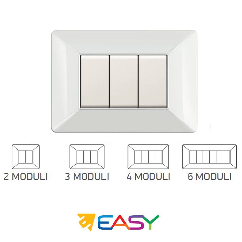 Placca coprinterruttori bianca 3 posti ELETTROCANALI serie EASY compatibile Bticino Matix
