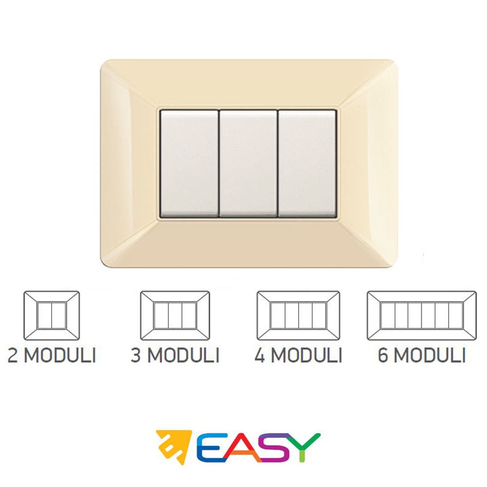 Placca coprinterruttori avorio 3 posti ELETTROCANALI serie EASY compatibile Bticino Matix