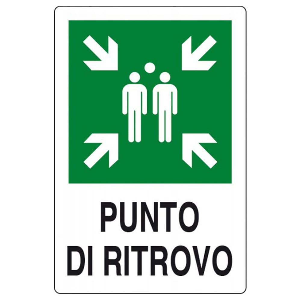 Cartello targa in alluminio "PUNTO DI RITROVO" cm.20 x 30 normativa vigente